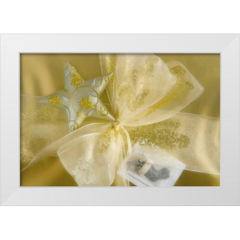 Detail of decorations on a Christmas gift White Modern Wood Framed Art Print by Paulson, Don
