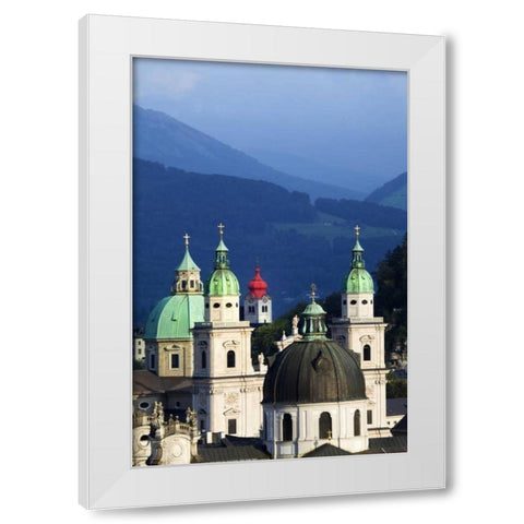 Austria, Salzburg Tower domes in city scenic White Modern Wood Framed Art Print by Flaherty, Dennis