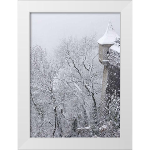 Austria, Salzburg Salzburg Castle wall in winter White Modern Wood Framed Art Print by Young, Bill