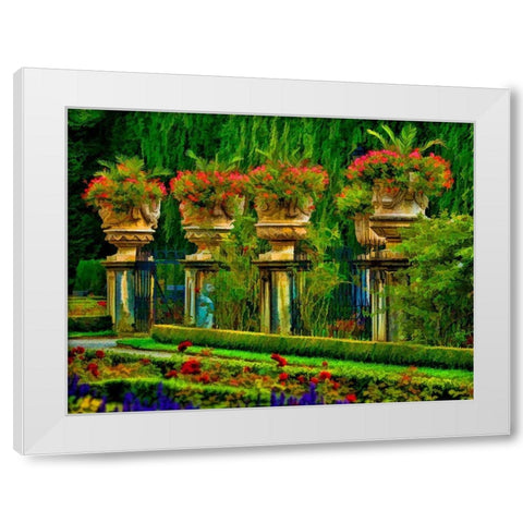 Austria-Salzburg Abstract of formal gardens at Mirabell Palace White Modern Wood Framed Art Print by Jaynes Gallery