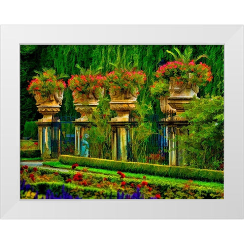 Austria-Salzburg Abstract of formal gardens at Mirabell Palace White Modern Wood Framed Art Print by Jaynes Gallery