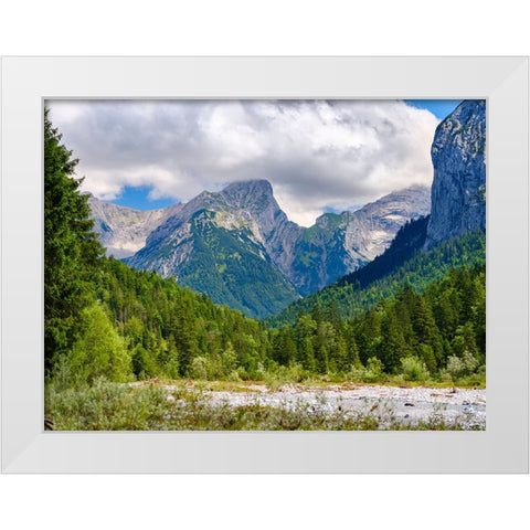 Karwendel Mountains near Eng Alpe in the valley of Rissbach Creek in Tyrol- Austria White Modern Wood Framed Art Print by Zwick, Martin