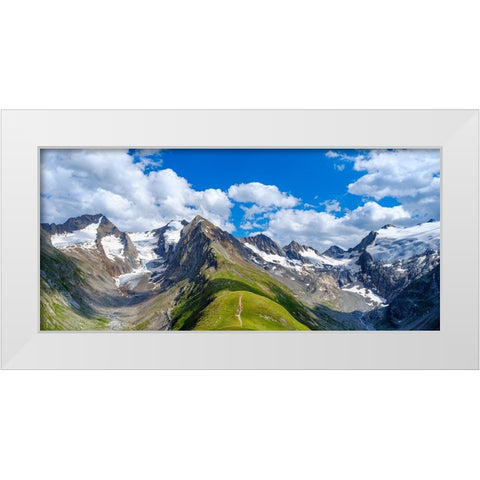 Valley Rotmoostal and valley Gaisbergtal-Mt. Hohe Mut- Otztal Alps-Europe- Austria- Tyrol White Modern Wood Framed Art Print by Zwick, Martin