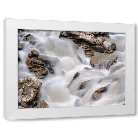 Glacial stream Rotmoosache in the Otztal Alps in the Naturepark Otztal. Europe- Austria- Tyrol White Modern Wood Framed Art Print by Zwick, Martin