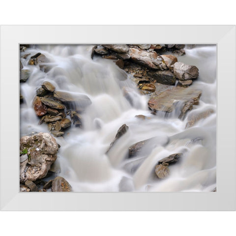 Glacial stream Rotmoosache in the Otztal Alps in the Naturepark Otztal. Europe- Austria- Tyrol White Modern Wood Framed Art Print by Zwick, Martin