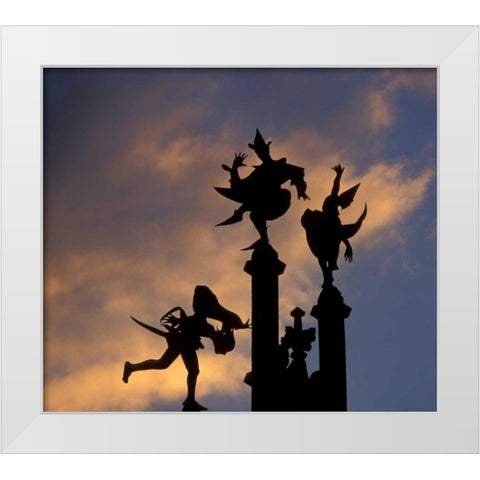 Belgium, Ghent Silhouette of stone figures White Modern Wood Framed Art Print by Young, Bill