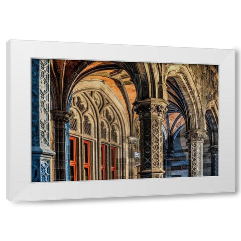 A cathedral in Bruges-Belgium White Modern Wood Framed Art Print by Steve Mohlenkamp