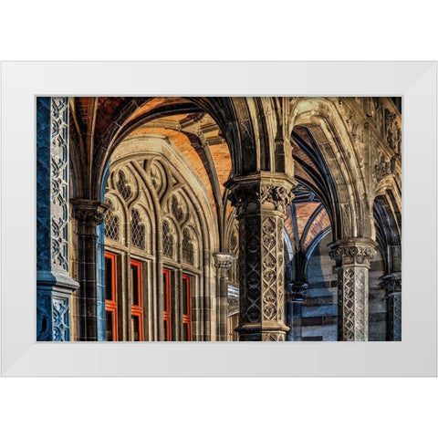 A cathedral in Bruges-Belgium White Modern Wood Framed Art Print by Steve Mohlenkamp