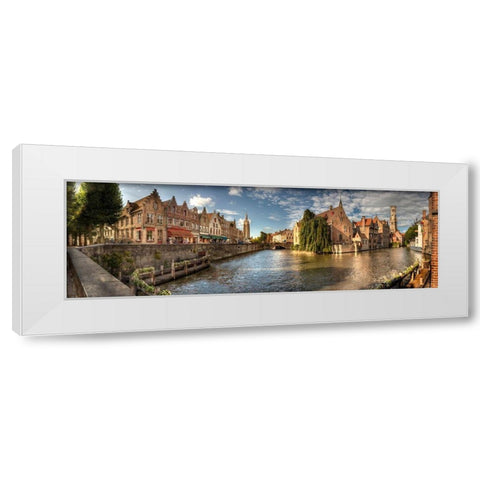 Main canal in Bruges-Belgium White Modern Wood Framed Art Print by Steve Mohlenkamp