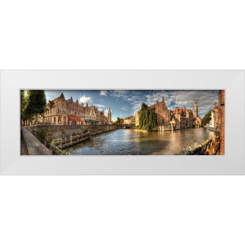 Main canal in Bruges-Belgium White Modern Wood Framed Art Print by Steve Mohlenkamp