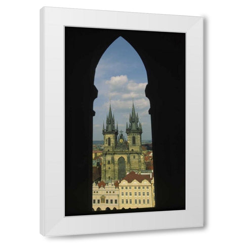 Czech Republic, Prague, Tyn Church in Town Square White Modern Wood Framed Art Print by Satushek, Steve