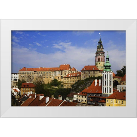 Czech Republic Cesky Krumlov Castle in townscape White Modern Wood Framed Art Print by Flaherty, Dennis