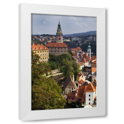 Czech Republic Cesky Krumlov Castle in townscape White Modern Wood Framed Art Print by Flaherty, Dennis