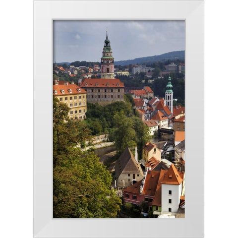 Czech Republic Cesky Krumlov Castle in townscape White Modern Wood Framed Art Print by Flaherty, Dennis