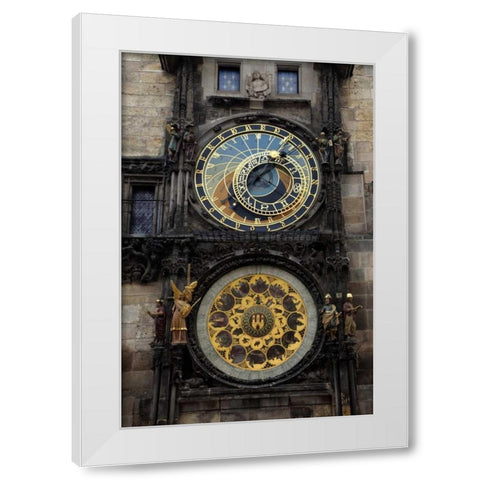 Czech Republic, Prague Astronomical clock White Modern Wood Framed Art Print by Flaherty, Dennis