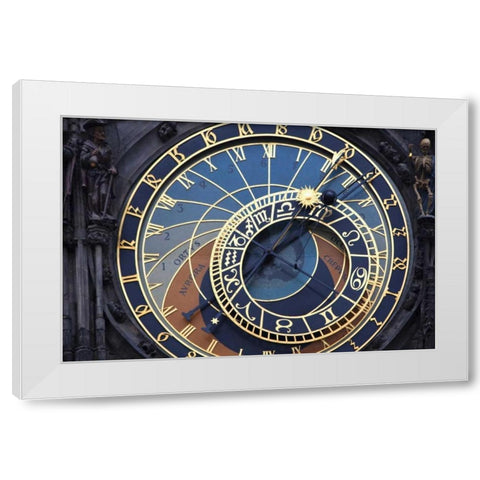 Czech Republic, Prague Astronomical clock White Modern Wood Framed Art Print by Flaherty, Dennis