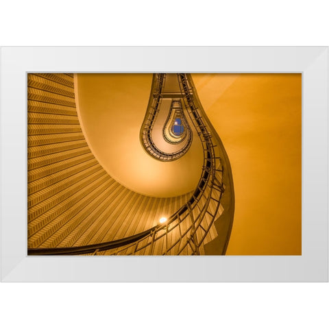 Europe-Czech Republic-Prague-Spiral staircase in House of the Black Madonna White Modern Wood Framed Art Print by Jaynes Gallery