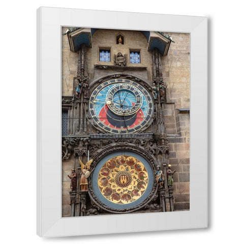 Astronomical Clock Tower in Prague-Czech Republic White Modern Wood Framed Art Print by Haney, Chuck
