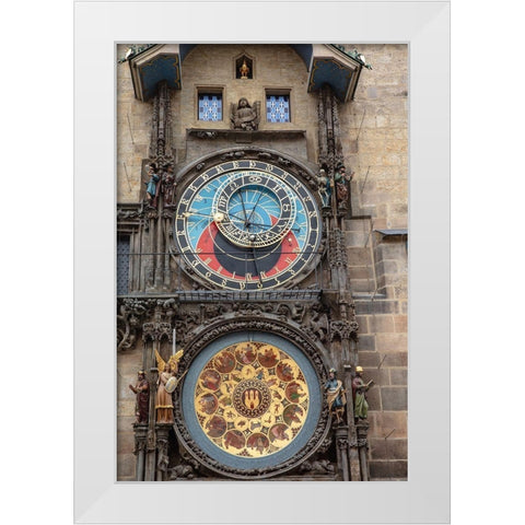 Astronomical Clock Tower in Prague-Czech Republic White Modern Wood Framed Art Print by Haney, Chuck