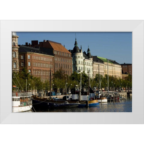 Finland Overview of Helsinki from harbor White Modern Wood Framed Art Print by Ross, Nancy ,  Steve