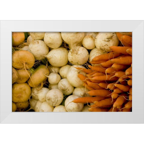 Finland, Helsinki Produce at an outdoor market White Modern Wood Framed Art Print by Ross, Nancy ,  Steve