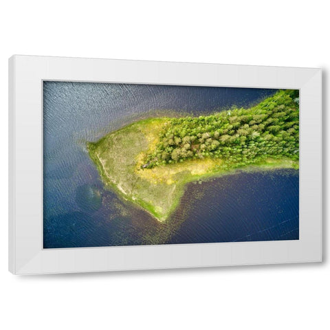 Finlandia-Savonlinna-aerial view-peninsula in a lake White Modern Wood Framed Art Print by Molinari, Michele