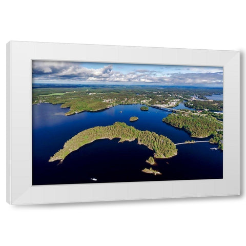 Finlandia-Savonlinna-aerial view of the city of Savonlinna White Modern Wood Framed Art Print by Molinari, Michele