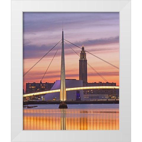 Bassin du Commerce bridge-Le Havre-France White Modern Wood Framed Art Print by Bartel, Alex