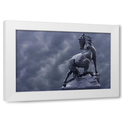 France, Paris Horse sculpture by Musee dOrsay White Modern Wood Framed Art Print by Zuckerman, Jim