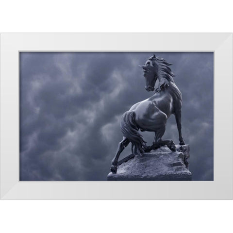 France, Paris Horse sculpture by Musee dOrsay White Modern Wood Framed Art Print by Zuckerman, Jim