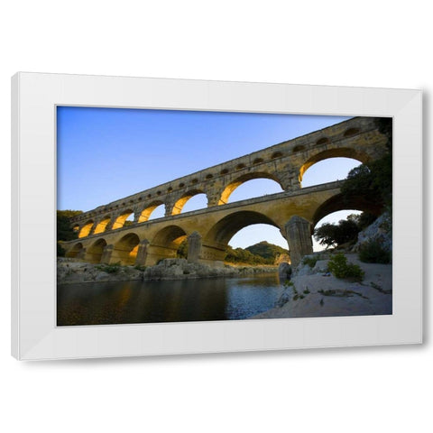 France, Avignon The Pont du Gard Roman aqueduct White Modern Wood Framed Art Print by Zuckerman, Jim