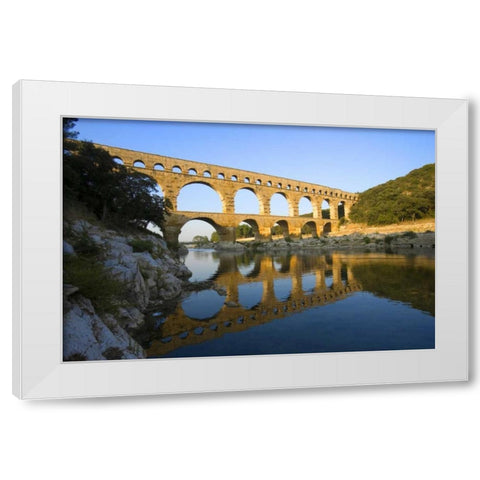 France, Avignon The Pont du Gard Roman aqueduct White Modern Wood Framed Art Print by Zuckerman, Jim