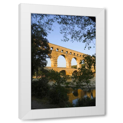 France, Avignon The Pont du Gard Roman aqueduct White Modern Wood Framed Art Print by Zuckerman, Jim