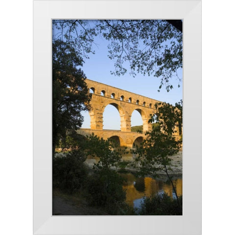France, Avignon The Pont du Gard Roman aqueduct White Modern Wood Framed Art Print by Zuckerman, Jim