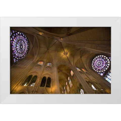 France, Paris Interior of Notre Dame Cathedral White Modern Wood Framed Art Print by Zuckerman, Jim
