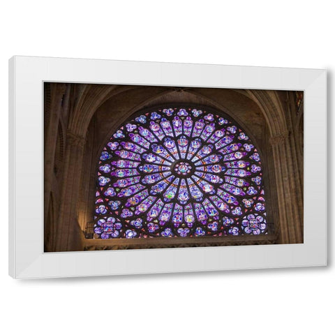 France, Paris Notre Dame Cathedral interior White Modern Wood Framed Art Print by Zuckerman, Jim