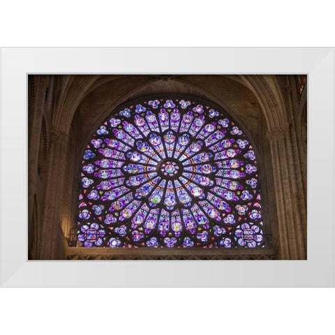 France, Paris Notre Dame Cathedral interior White Modern Wood Framed Art Print by Zuckerman, Jim