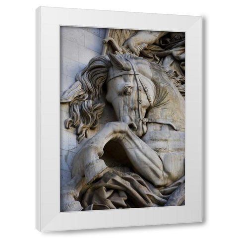 France, Paris Horse head on the Arc de Triomphe White Modern Wood Framed Art Print by Zuckerman, Jim