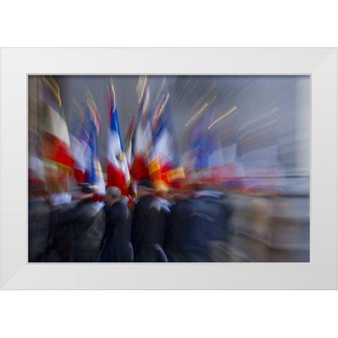 France, Paris Ceremony at the Arc de Triomphe White Modern Wood Framed Art Print by Zuckerman, Jim