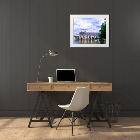 France, Loire Valley Chateau de Chenonceau White Modern Wood Framed Art Print by Zuckerman, Jim