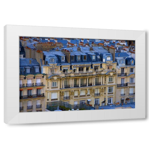France, Paris Aerial cityscape of downtown Paris White Modern Wood Framed Art Print by Zuckerman, Jim