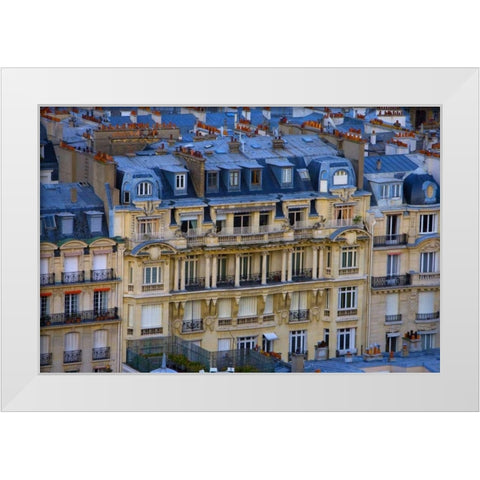 France, Paris Aerial cityscape of downtown Paris White Modern Wood Framed Art Print by Zuckerman, Jim