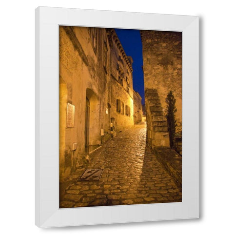 France, Provence Deserted street inside castle White Modern Wood Framed Art Print by Lord, Fred