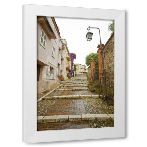 France, Provence, Cannes Rain-covered steps White Modern Wood Framed Art Print by Lord, Fred