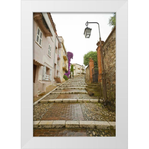 France, Provence, Cannes Rain-covered steps White Modern Wood Framed Art Print by Lord, Fred