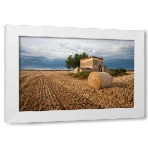 Europe, France Hay bale in Provence field White Modern Wood Framed Art Print by Anon, Ellen