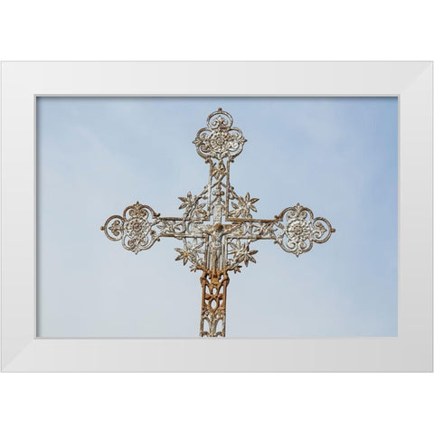 France-Giverny Detail of iron cross  White Modern Wood Framed Art Print by Jaynes Gallery