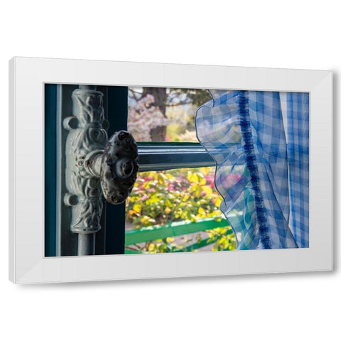 France-Giverny Looking out at garden from kitchen in Monets house  White Modern Wood Framed Art Print by Jaynes Gallery