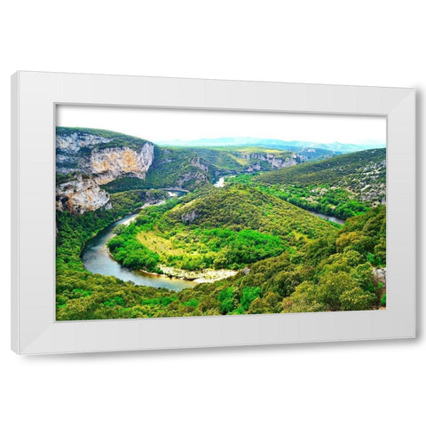 The Gorges de lArdeche near Pas du Mousse-France White Modern Wood Framed Art Print by Brack, Dennis