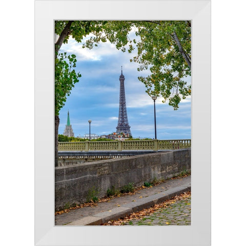 Paris. Eiffel Tower in territorial and street view. White Modern Wood Framed Art Print by Wilson, Emily M.